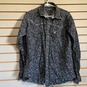 Cowboy Hardware Mens Western Shirt Paisley Print Long Sleeve Medium MD